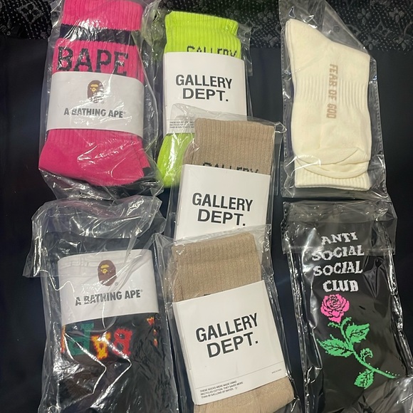 6 pair sock bndleBape gallery dept. assc and fear of god socks